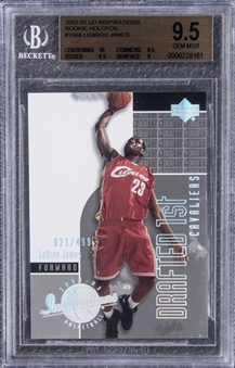 2002/03 Upper Deck Inspirations "Rookie Holofoil" #156A LeBron James Rookie Card (#021/499) – BGS GEM MINT 9.5